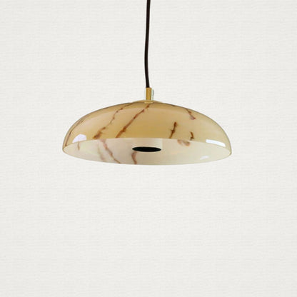 Vintage French Beige Marble Glass Ceiling Pendant (c. 1960)